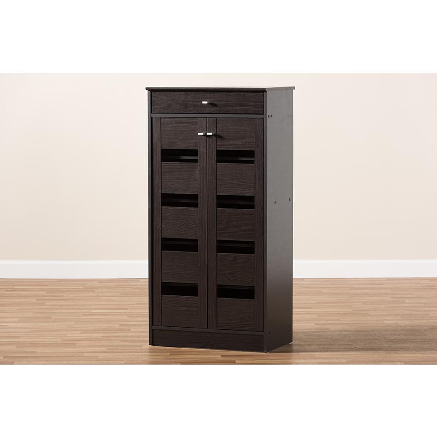 Baxton Studio Acadia Modern and Contemporary Wenge Brown Finished Shoe Cabinet. Picture 11