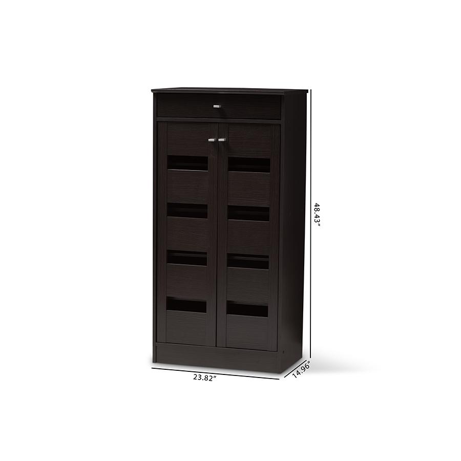 Baxton Studio Acadia Modern and Contemporary Wenge Brown Finished Shoe Cabinet. Picture 12
