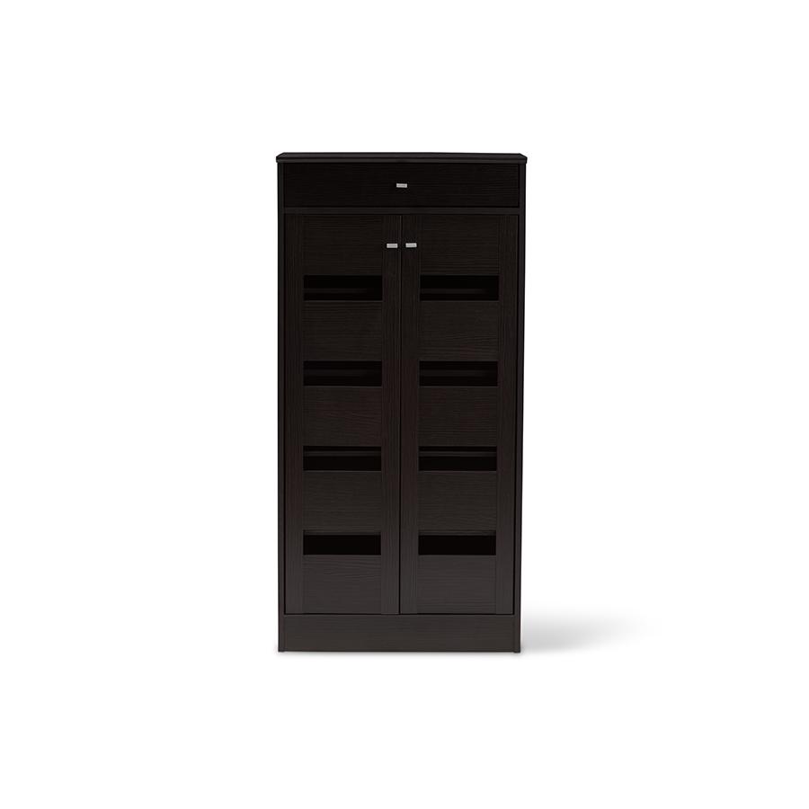 Baxton Studio Acadia Modern and Contemporary Wenge Brown Finished Shoe Cabinet. Picture 3