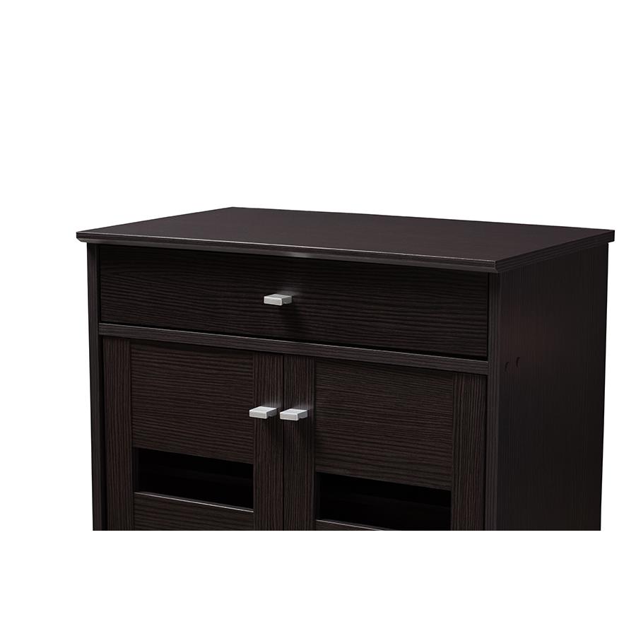 Baxton Studio Acadia Modern and Contemporary Wenge Brown Finished Shoe Cabinet. Picture 5
