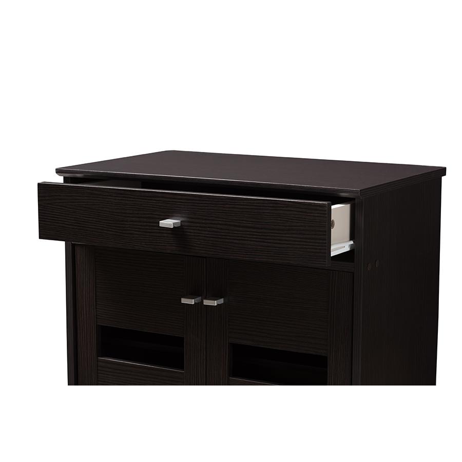 Baxton Studio Acadia Modern and Contemporary Wenge Brown Finished Shoe Cabinet. Picture 6