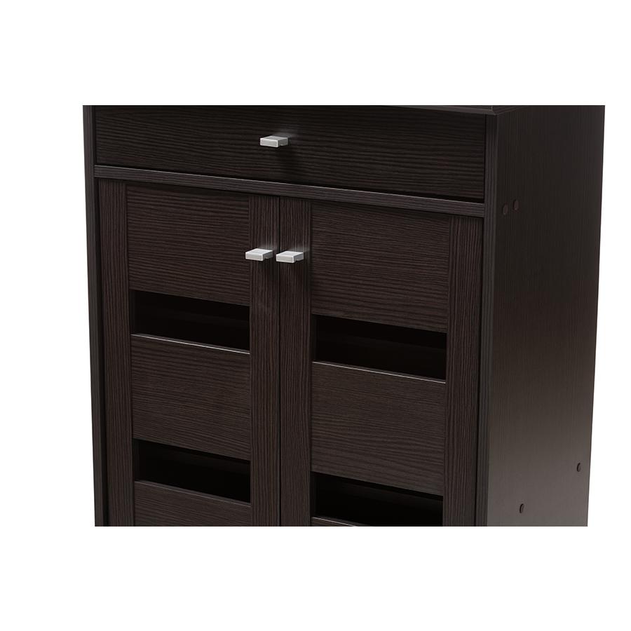 Baxton Studio Acadia Modern and Contemporary Wenge Brown Finished Shoe Cabinet. Picture 7