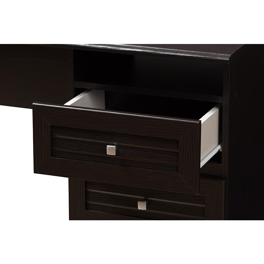 Carine Modern and Contemporary Wenge Brown Finished Desk. Picture 5