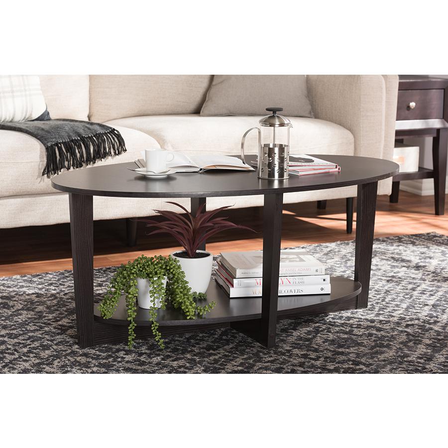 Baxton Studio Jacintha Modern and Contemporary Wenge Brown Finished Coffee Table. Picture 5