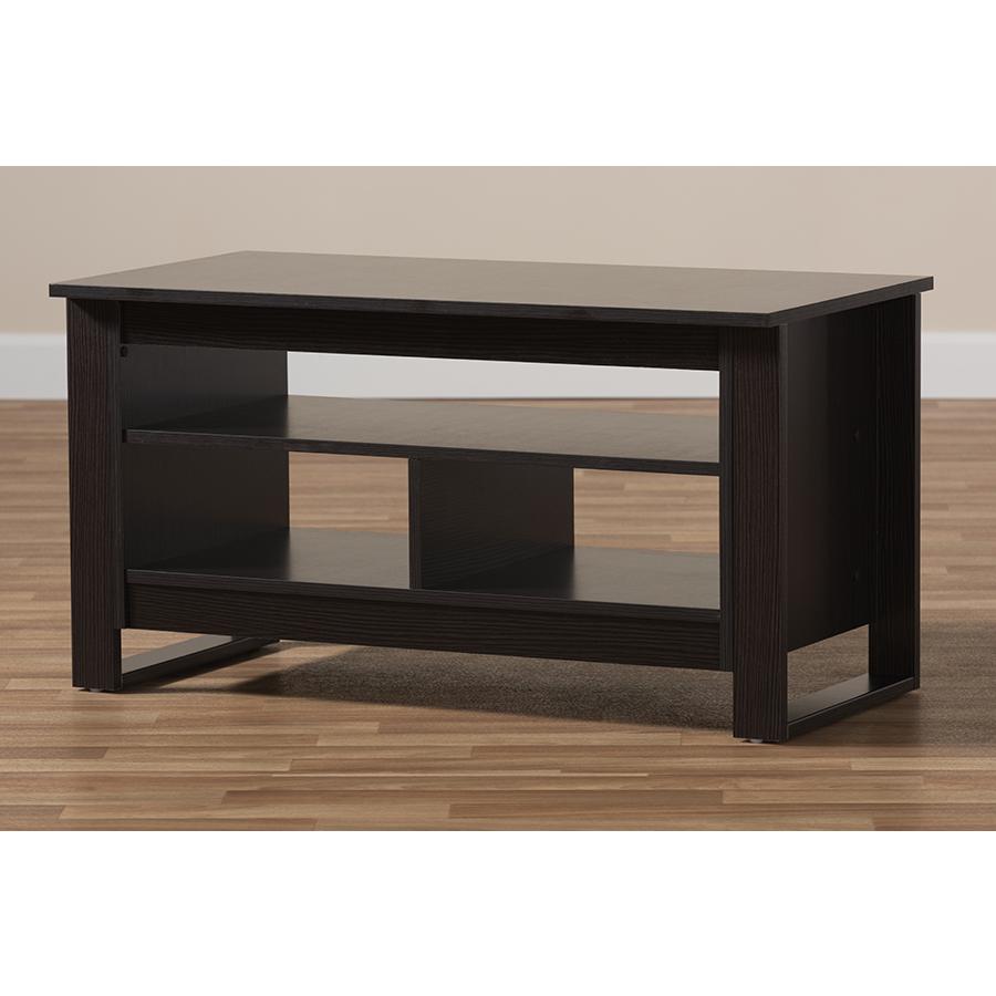 Nerissa Modern and Contemporary Wenge Brown Finished Coffee Table. Picture 6