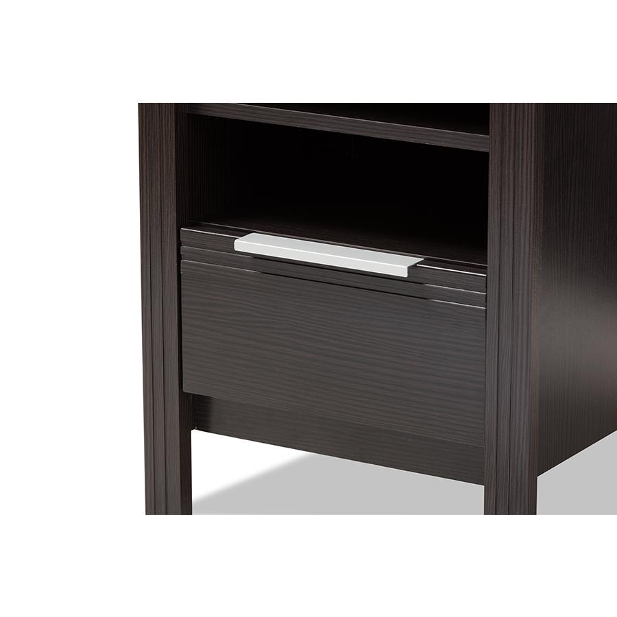 Hamish Modern and Contemporary Wenge Brown Finished 1-Drawer Nightstand. Picture 5