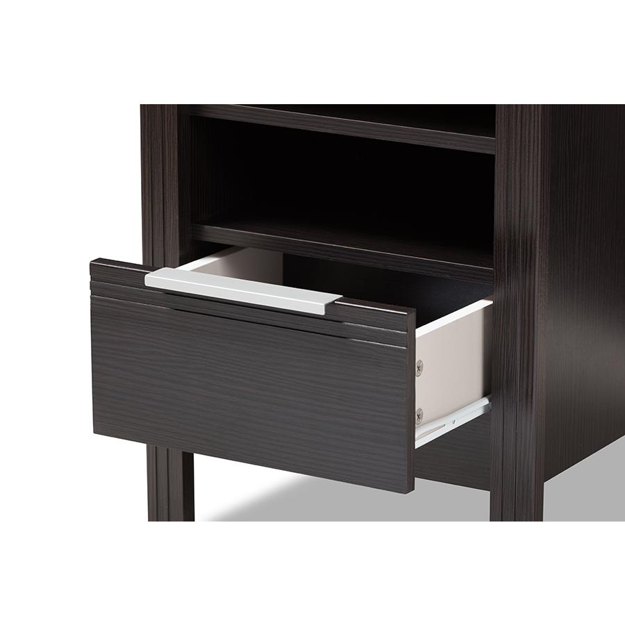 Hamish Modern and Contemporary Wenge Brown Finished 1-Drawer Nightstand. Picture 6