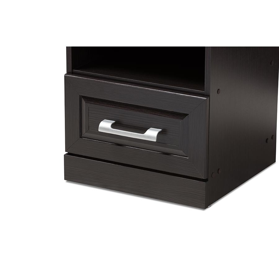Odelia Modern and Contemporary Wenge Brown Finished 1-Drawer Nightstand. Picture 5