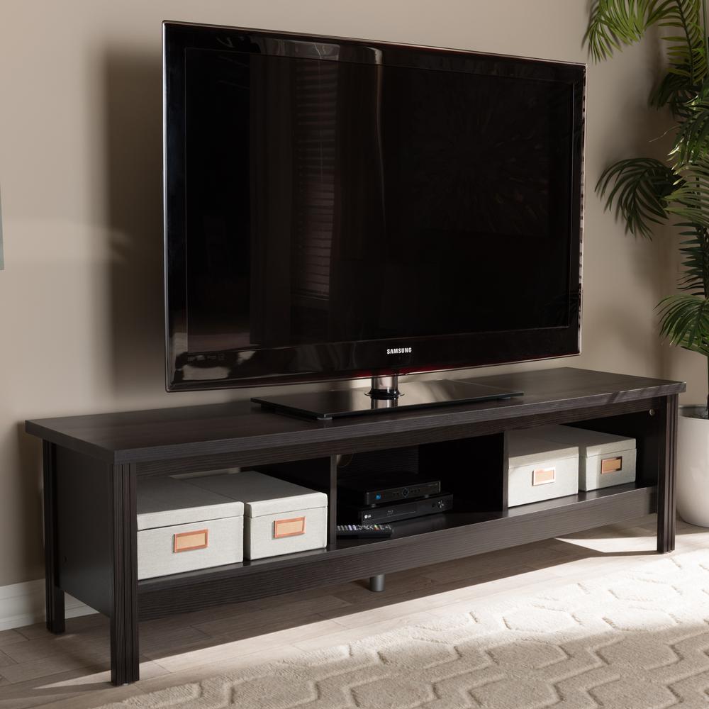 Callie Modern and Contemporary Wenge Brown Finished TV Stand. Picture 5
