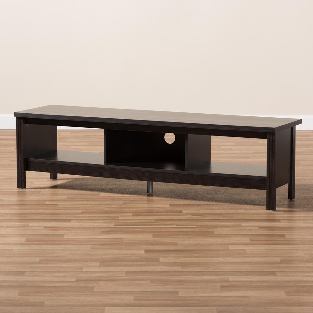 Callie Modern and Contemporary Wenge Brown Finished TV Stand. Picture 6
