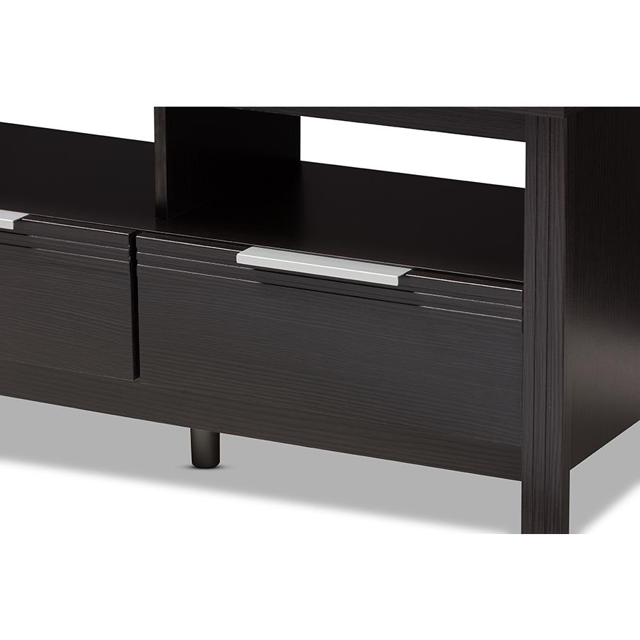 Elaine Modern and Contemporary Wenge Brown Finished TV Stand. Picture 5