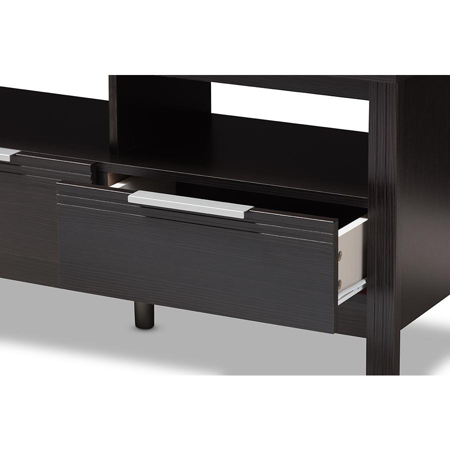 Elaine Modern and Contemporary Wenge Brown Finished TV Stand. Picture 6