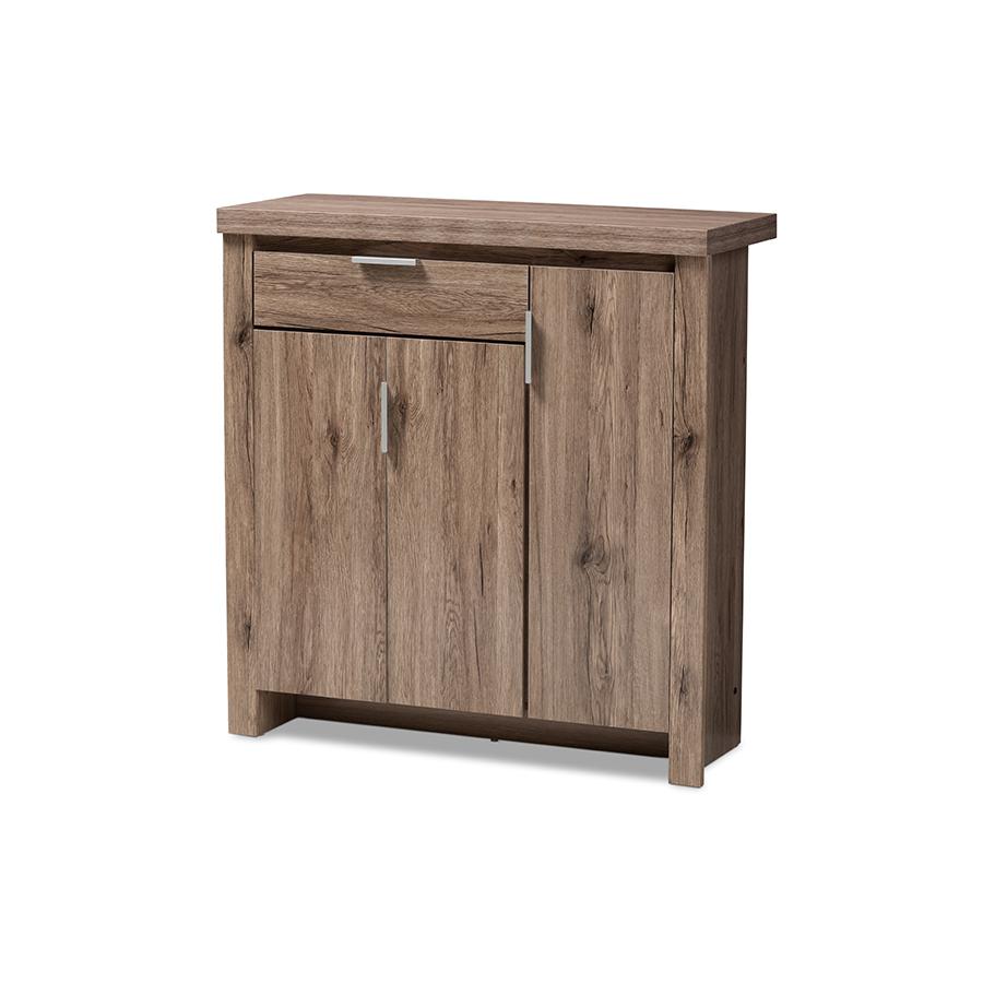 Baxton Studio Laverne Modern and Contemporary Oak Brown Finished Shoe Cabinet. Picture 1