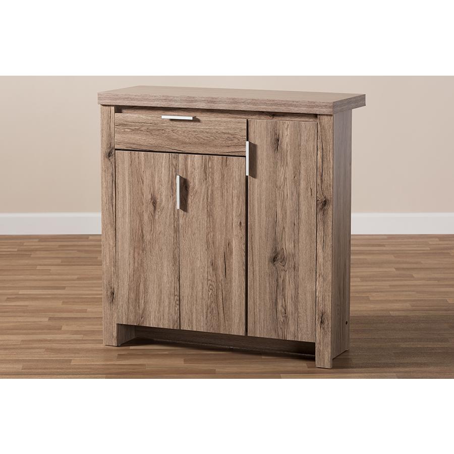 Baxton Studio Laverne Modern and Contemporary Oak Brown Finished Shoe Cabinet. Picture 9