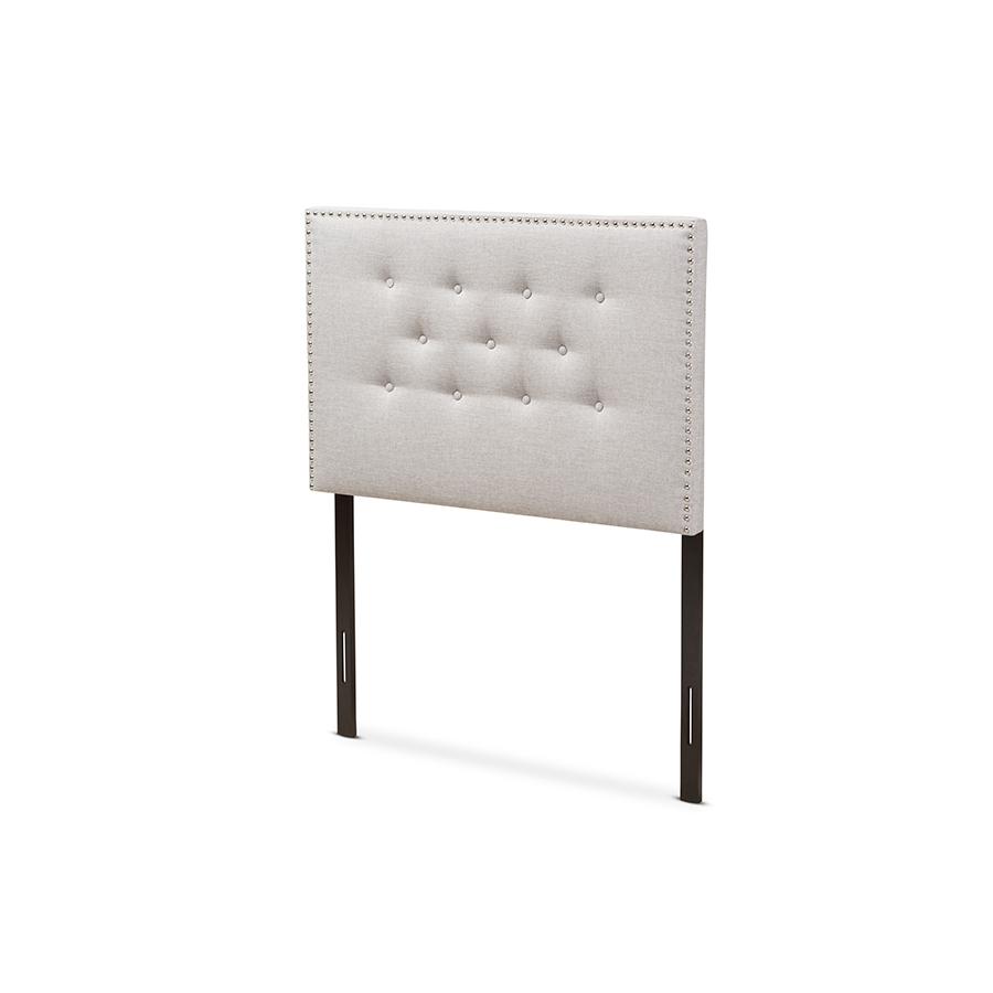Windsor Modern and Contemporary Greyish Beige Fabric Upholstered Twin Size Headboard. Picture 1