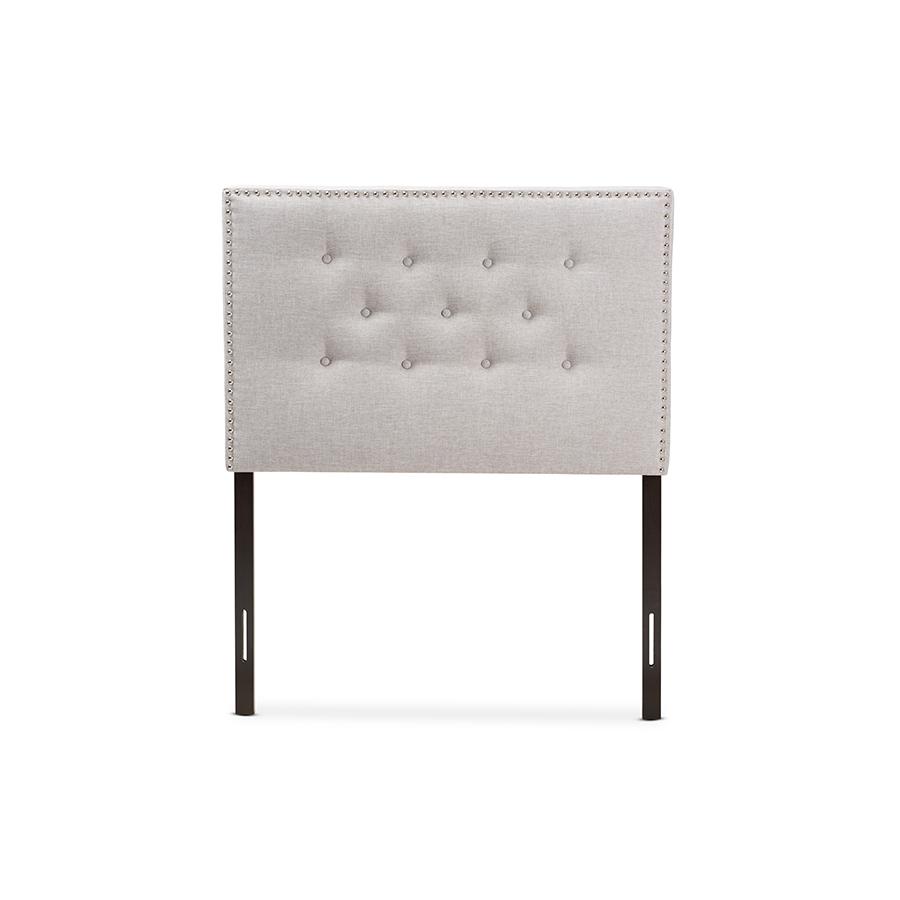 Windsor Modern and Contemporary Greyish Beige Fabric Upholstered Twin Size Headboard. Picture 2