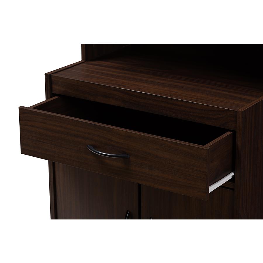 Tannis Modern and Contemporary Dark Walnut Finished Kitchen Cabinet. Picture 5