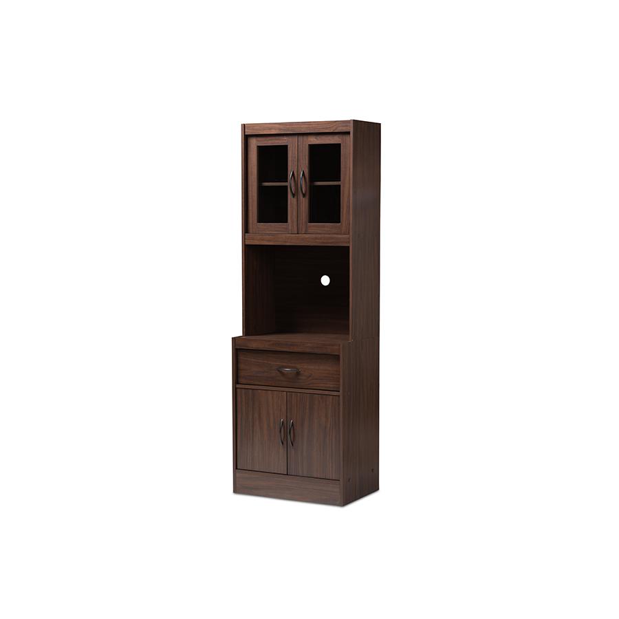 Laurana Modern and Contemporary Dark Walnut Finished Kitchen Cabinet and Hutch. Picture 1