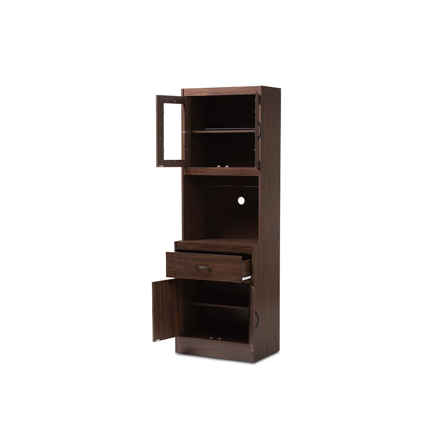Laurana Modern and Contemporary Dark Walnut Finished Kitchen Cabinet and Hutch. Picture 2