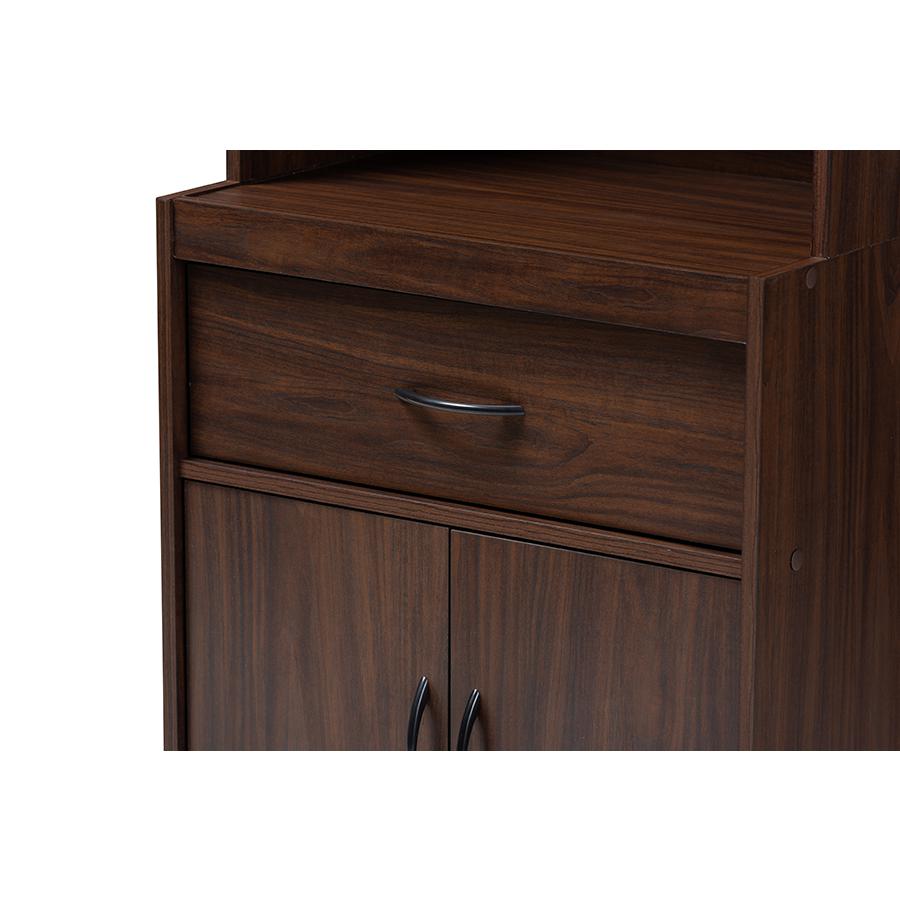 Laurana Modern and Contemporary Dark Walnut Finished Kitchen Cabinet and Hutch. Picture 5