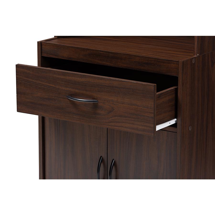 Laurana Modern and Contemporary Dark Walnut Finished Kitchen Cabinet and Hutch. Picture 6
