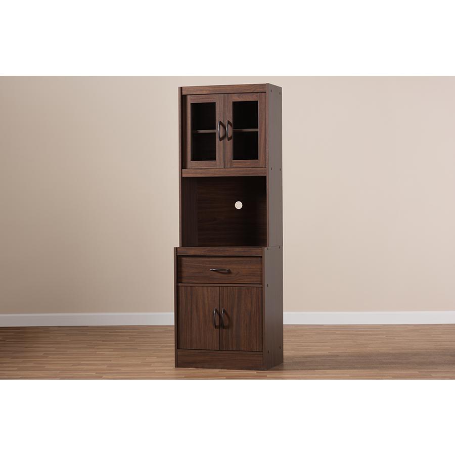 Laurana Modern and Contemporary Dark Walnut Finished Kitchen Cabinet and Hutch. Picture 8