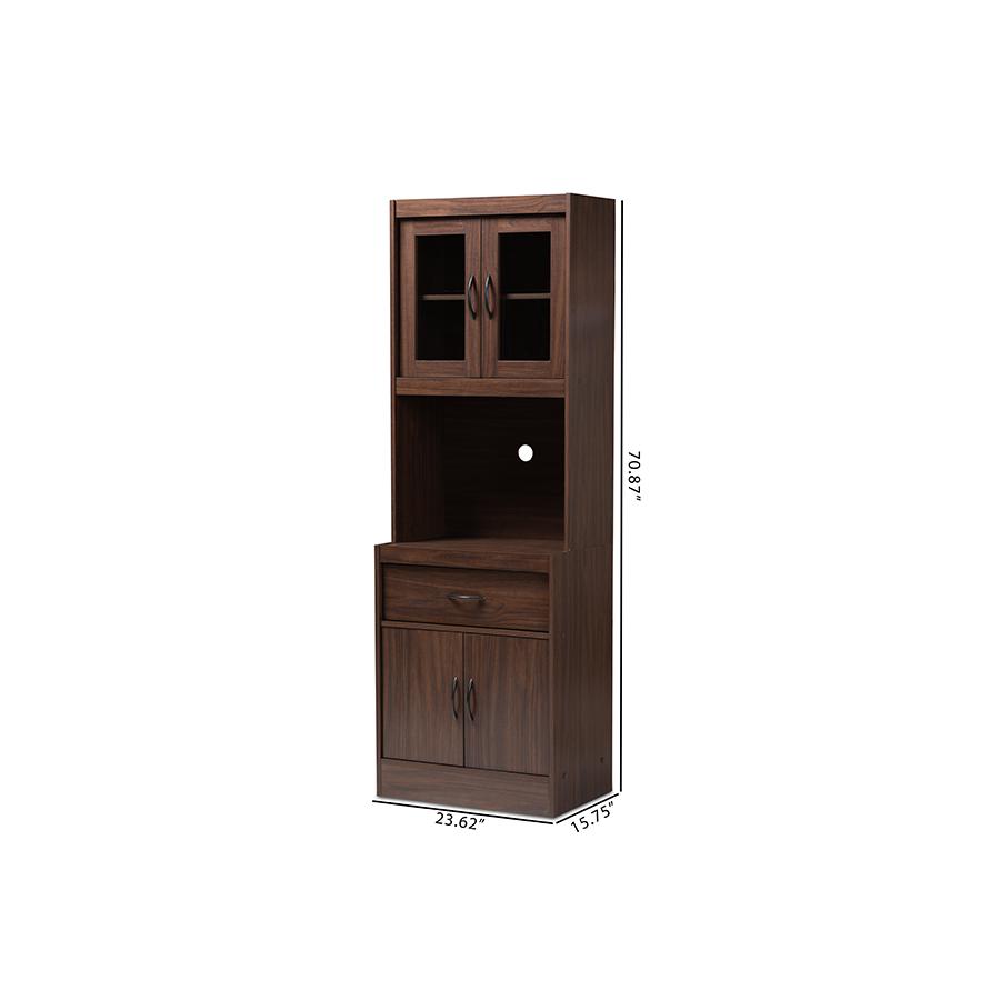 Laurana Modern and Contemporary Dark Walnut Finished Kitchen Cabinet and Hutch. Picture 9