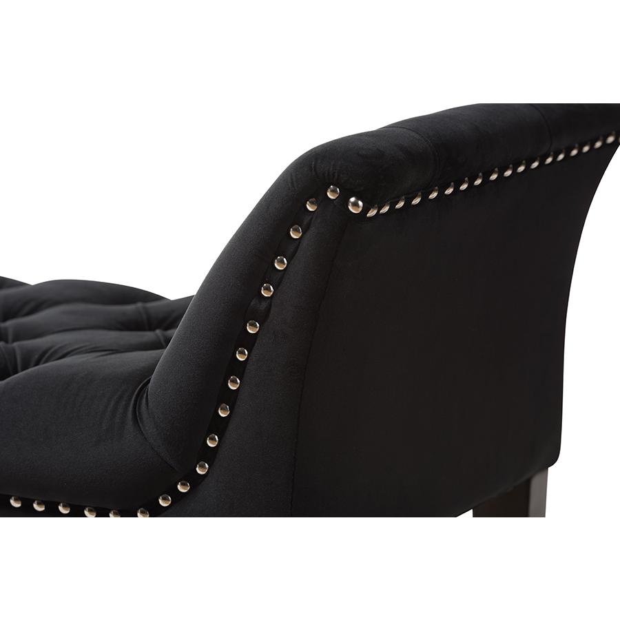 Chandelle Luxe and Contemporary Black Velvet Upholstered Bench. Picture 5