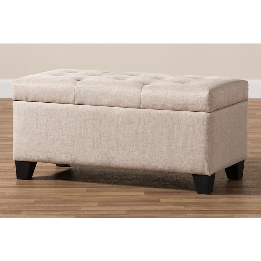 Michaela Modern and Contemporary Beige Fabric Upholstered Storage Ottoman. Picture 10