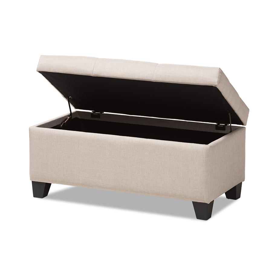 Michaela Modern and Contemporary Beige Fabric Upholstered Storage Ottoman. Picture 1