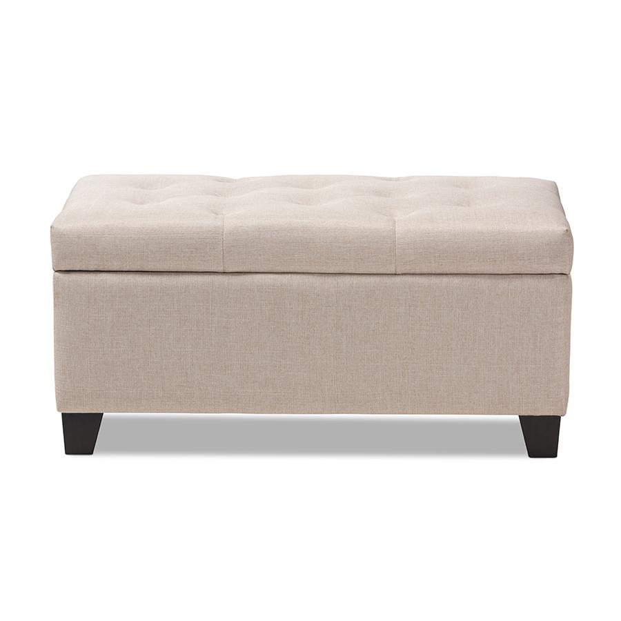 Michaela Modern and Contemporary Beige Fabric Upholstered Storage Ottoman. Picture 3