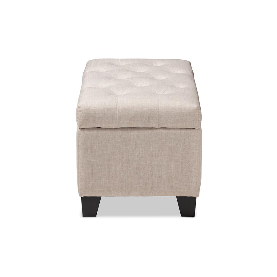 Michaela Modern and Contemporary Beige Fabric Upholstered Storage Ottoman. Picture 4