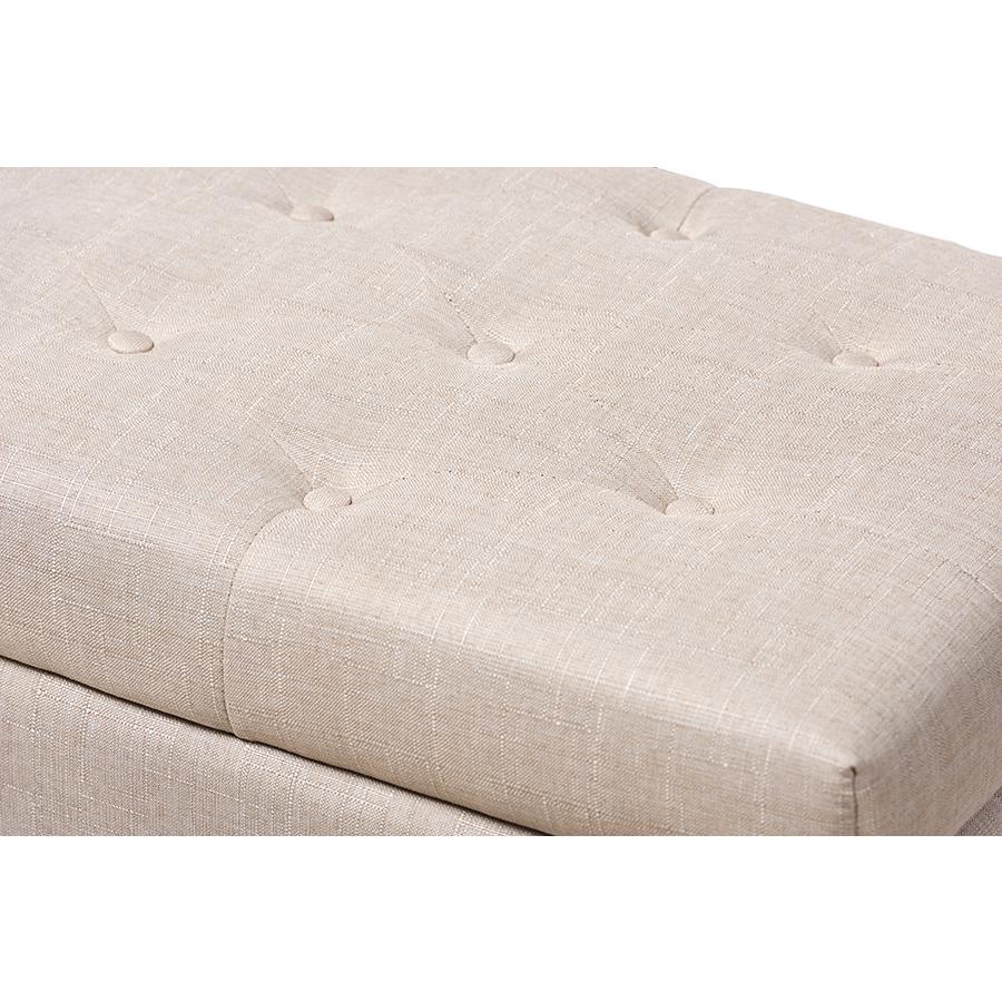 Michaela Modern and Contemporary Beige Fabric Upholstered Storage Ottoman. Picture 6