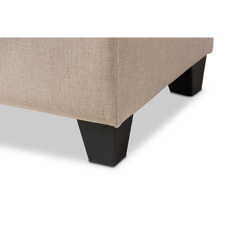 Michaela Modern and Contemporary Beige Fabric Upholstered Storage Ottoman. Picture 7