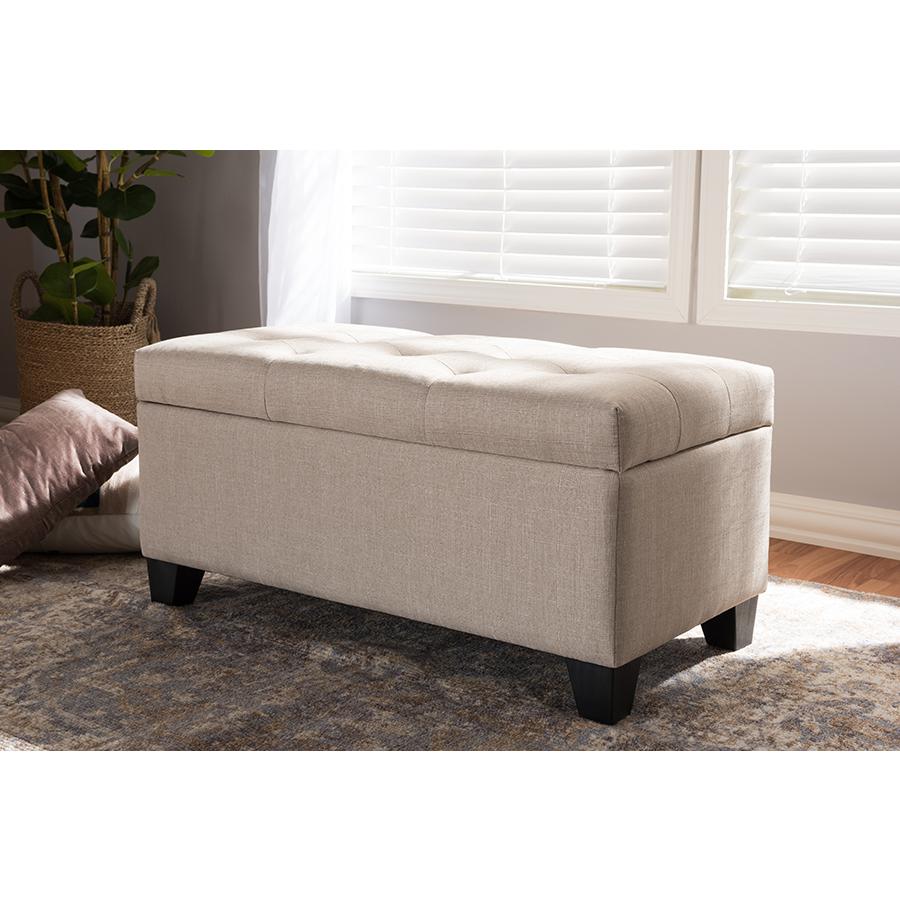 Michaela Modern and Contemporary Beige Fabric Upholstered Storage Ottoman. Picture 8