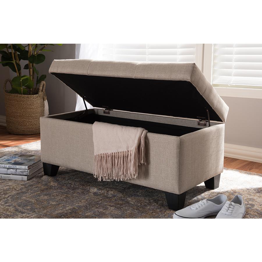Michaela Modern and Contemporary Beige Fabric Upholstered Storage Ottoman. Picture 9
