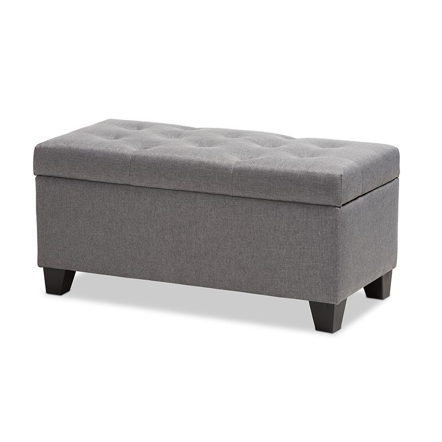 Michaela Modern and Contemporary Grey Fabric Upholstered Storage Ottoman. Picture 2