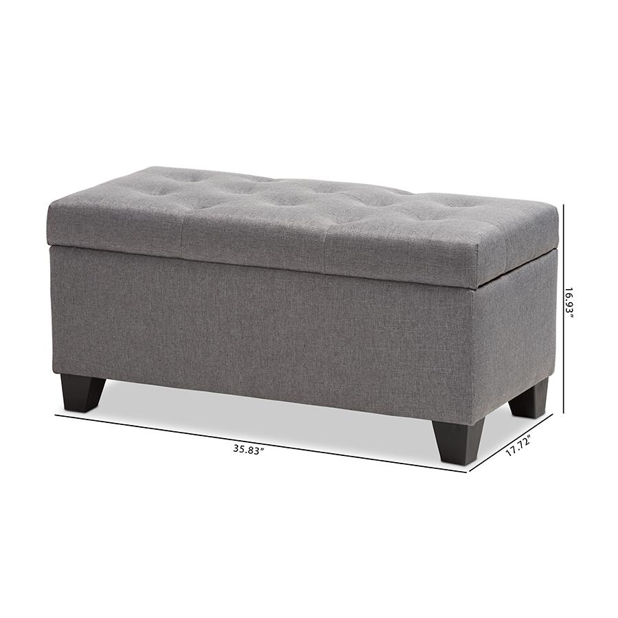Michaela Modern and Contemporary Grey Fabric Upholstered Storage Ottoman. Picture 11