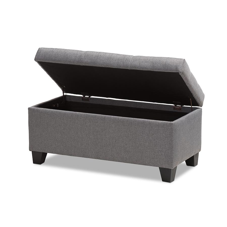 Michaela Modern and Contemporary Grey Fabric Upholstered Storage Ottoman. Picture 1