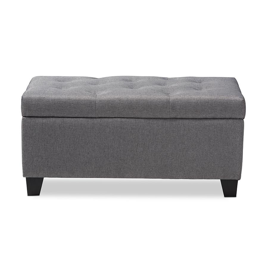 Michaela Modern and Contemporary Grey Fabric Upholstered Storage Ottoman. Picture 3