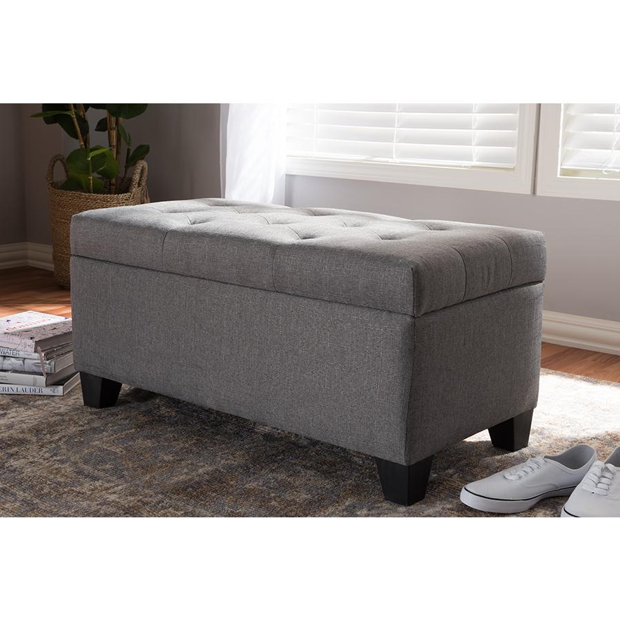 Michaela Modern and Contemporary Grey Fabric Upholstered Storage Ottoman. Picture 8