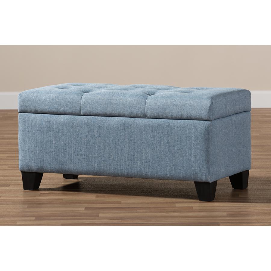 Michaela Modern and Contemporary Light Blue Fabric Upholstered Storage Ottoman. Picture 11