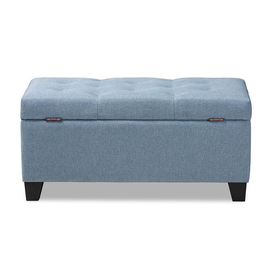 Michaela Modern and Contemporary Light Blue Fabric Upholstered Storage Ottoman. Picture 4