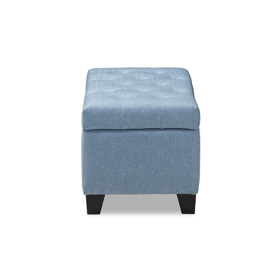 Michaela Modern and Contemporary Light Blue Fabric Upholstered Storage Ottoman. Picture 5
