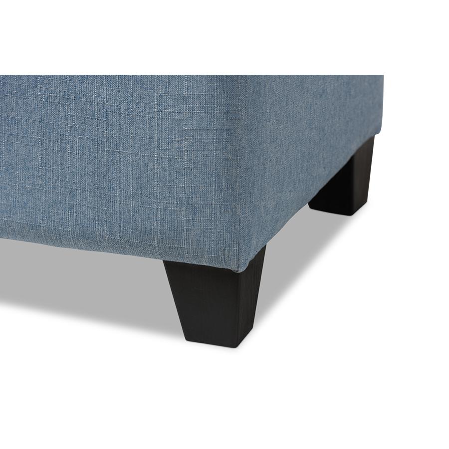 Michaela Modern and Contemporary Light Blue Fabric Upholstered Storage Ottoman. Picture 8