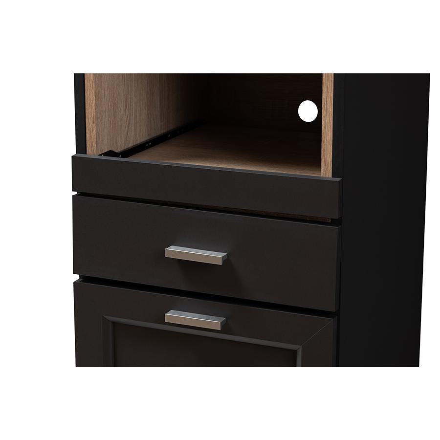 Dark Grey and Oak Brown Finished Kitchen Cabinet with Roll-Out Compartment. Picture 7