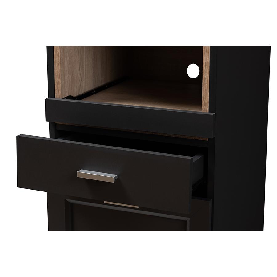 Dark Grey and Oak Brown Finished Kitchen Cabinet with Roll-Out Compartment. Picture 8