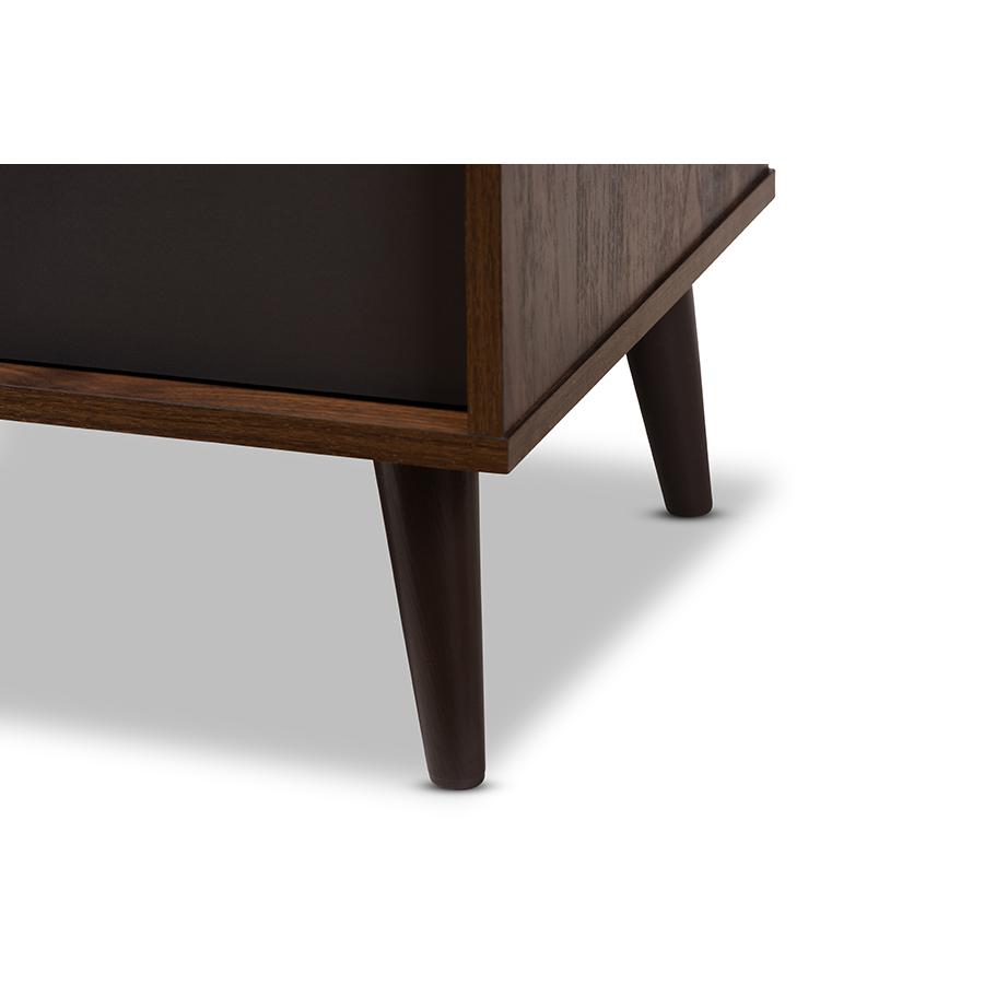 Samuel Mid-Century Modern Brown and Dark Grey Finished TV Stand. Picture 7