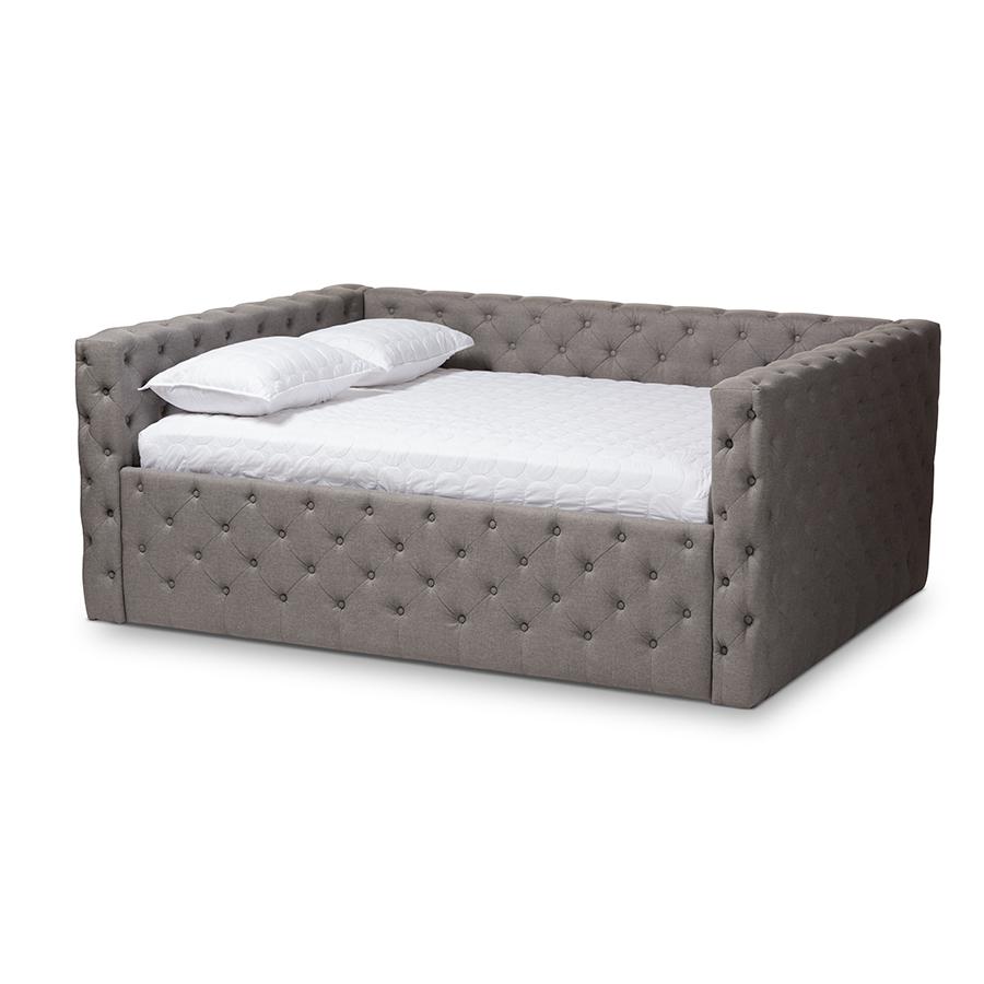 Anabella Modern and Contemporary Grey Fabric Upholstered Queen Size Daybed. Picture 1