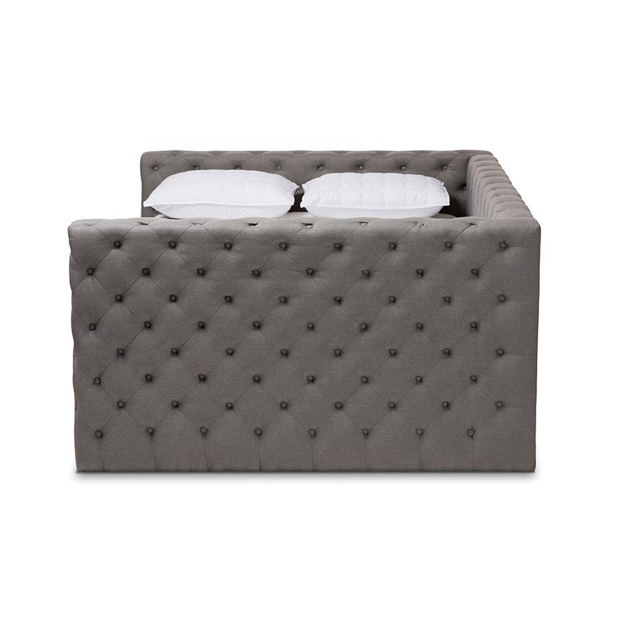 Anabella Modern and Contemporary Grey Fabric Upholstered Queen Size Daybed. Picture 2